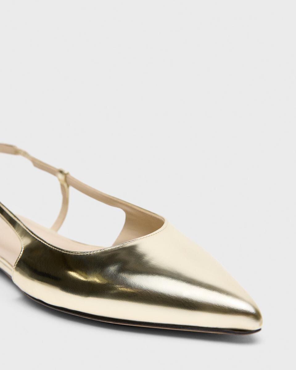 Slingback Flat in Metallic Leather