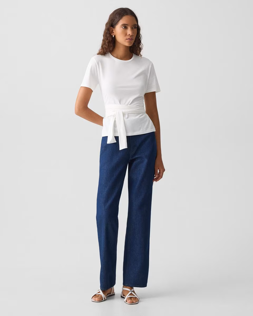 Tie-Front Tee in Cotton