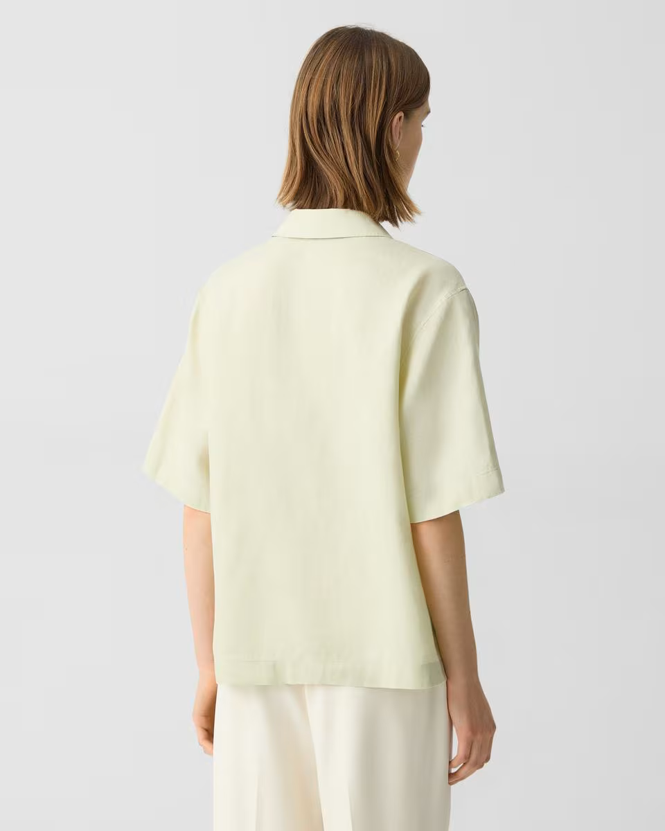Oversized Polo Shirt in Relaxed Linen