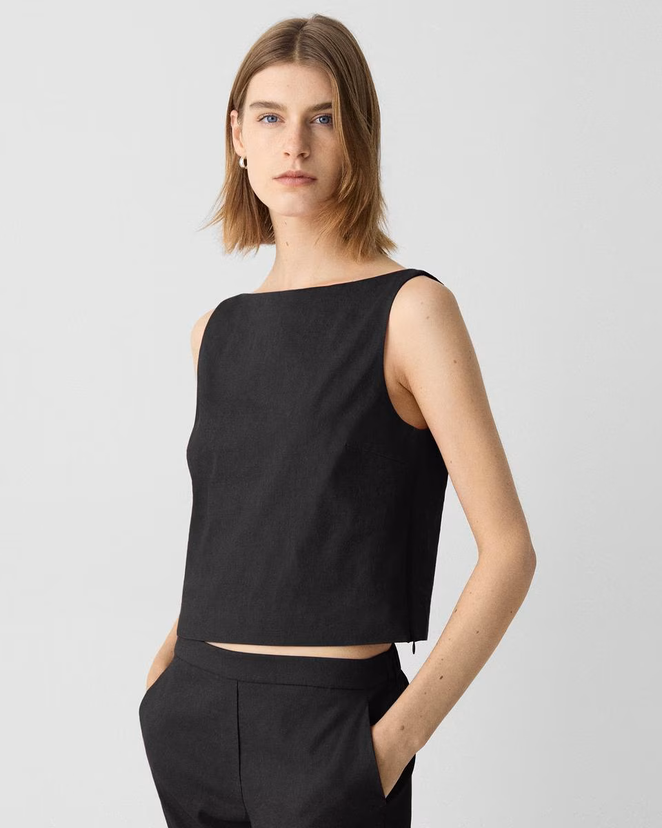 Sleeveless Boatneck Top in Good Linen