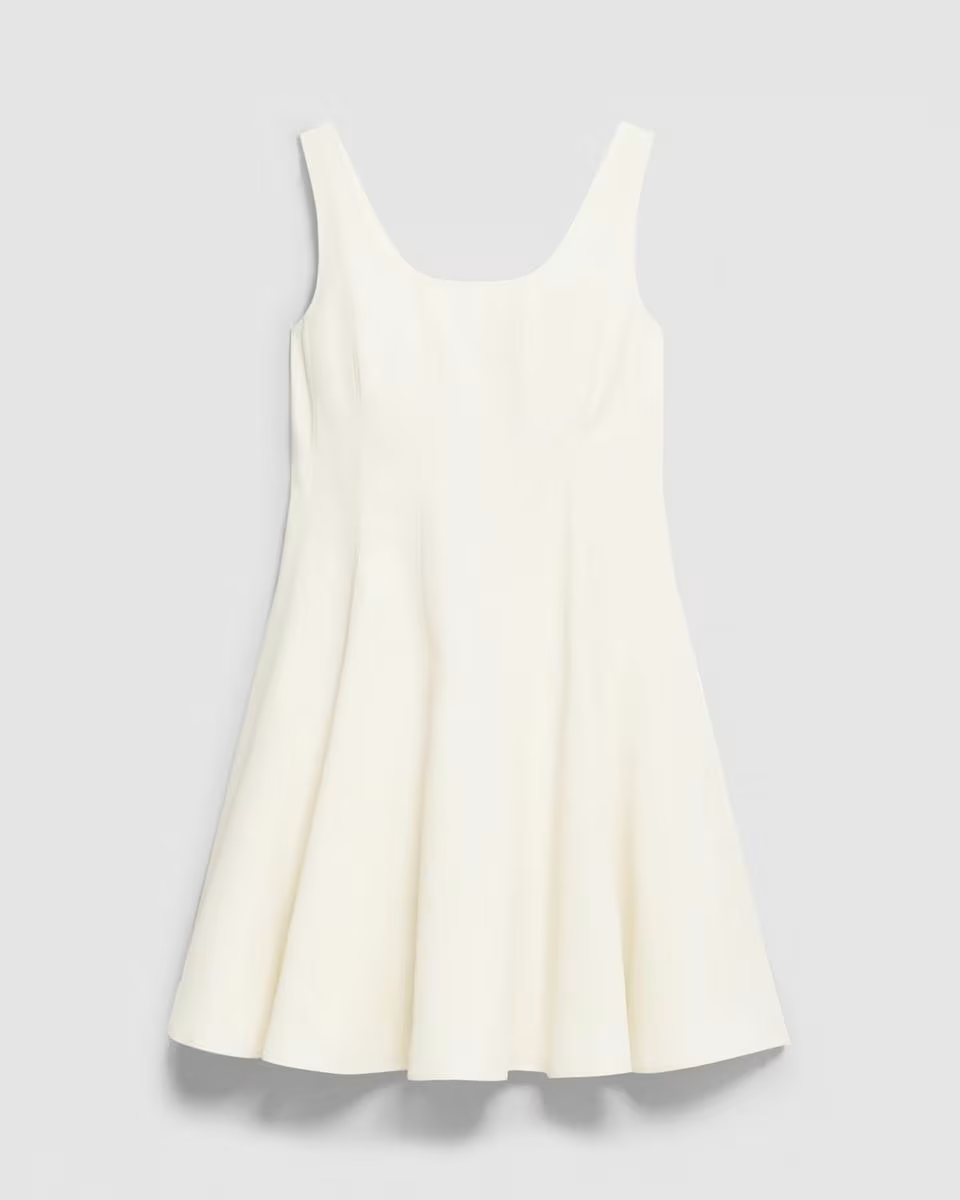 Sleeveless Fit-and-Flare Dress in Sleek Poplin