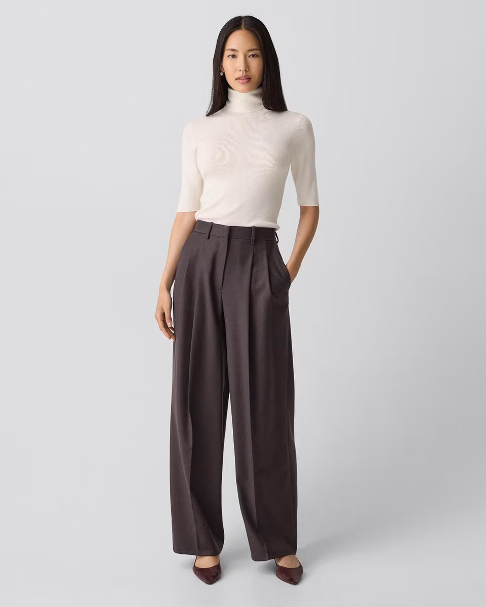 Double Pleat Pant, 29’’ in Sleek Flannel