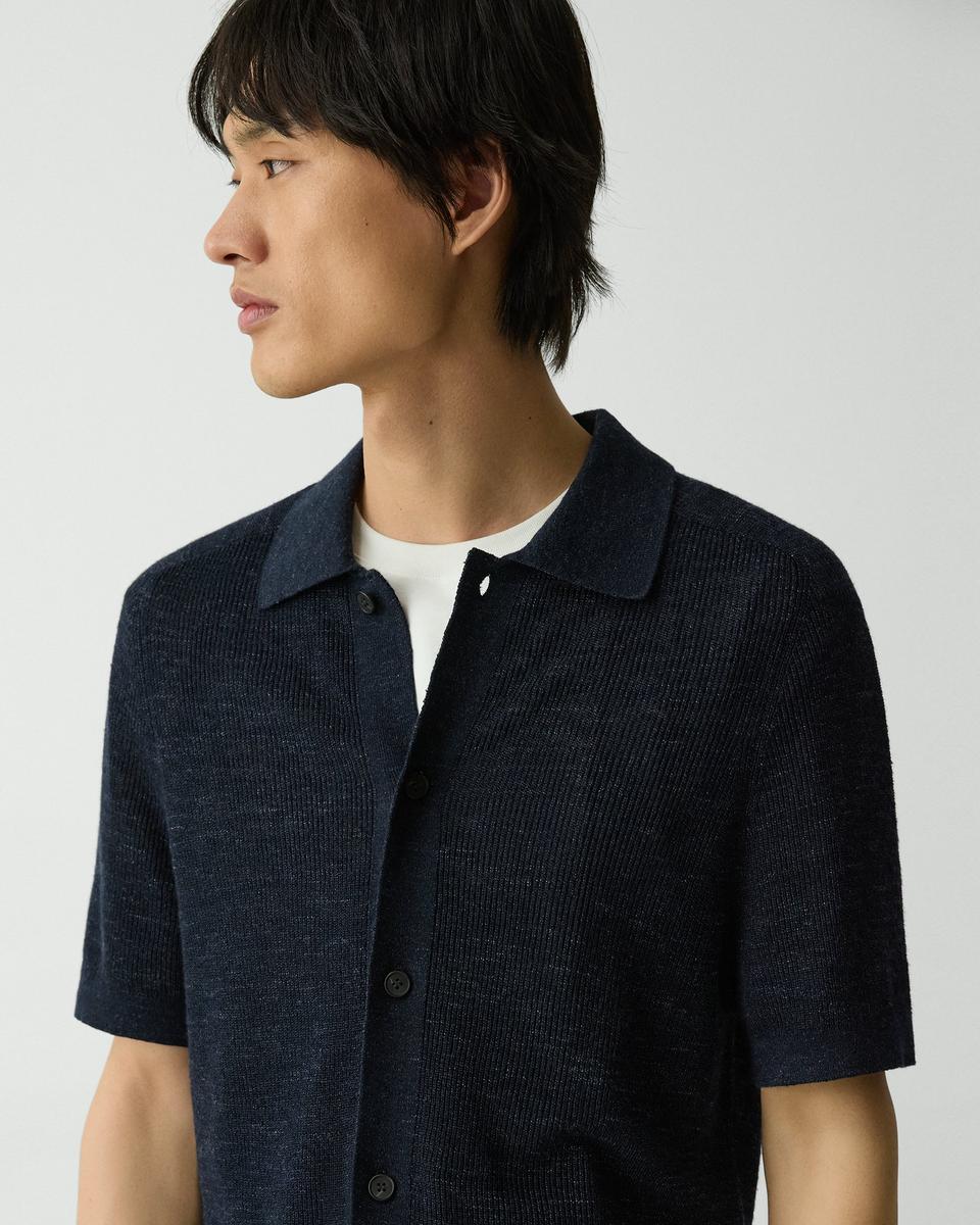 Short-Sleeve Button-Up Shirt in Pacific Linen