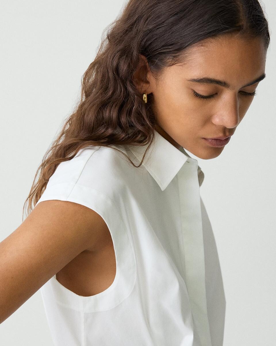 Cinched Cap Sleeve Shirt in Good Cotton