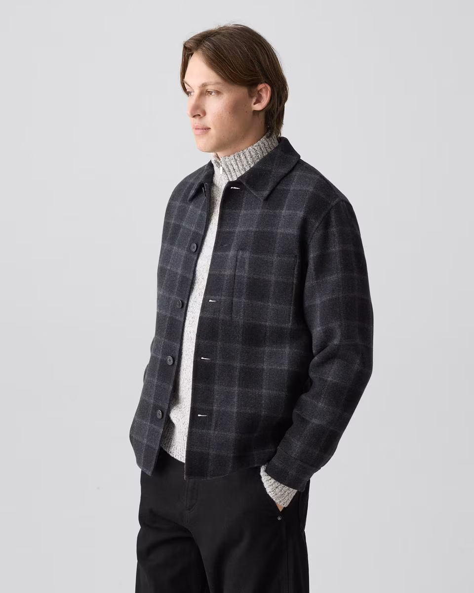 Overshirt in Checked Double-Face Wool-Cashmere