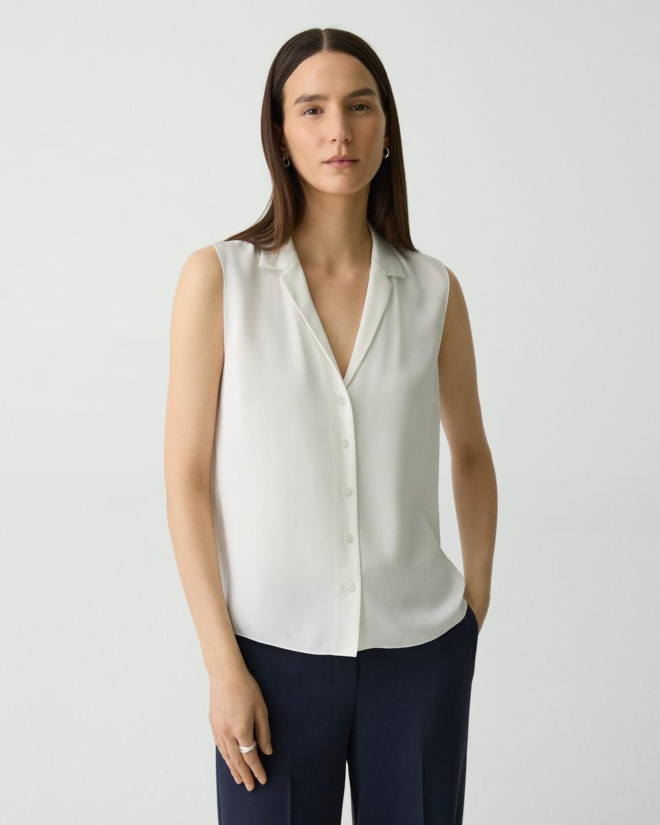 Camp Collar Blouse in Silk Georgette