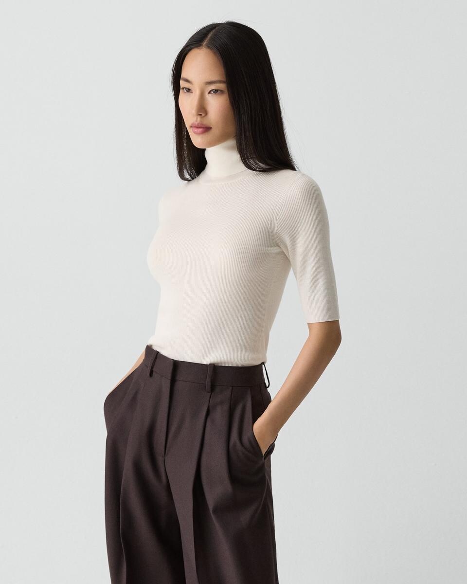 Leenda Short-Sleeve Turtleneck in Regal Wool