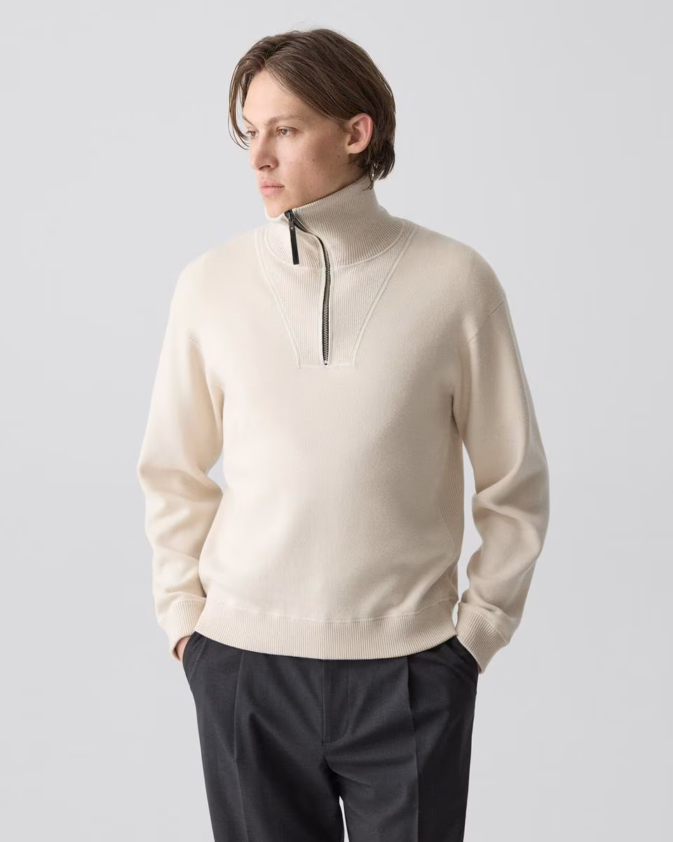 Relaxed Quarter-Zip Sweatshirt in Wool Bilen