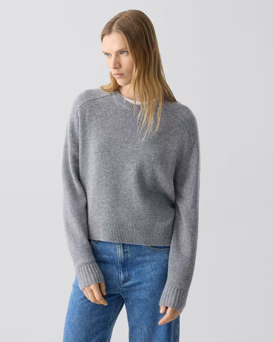 Cropped Crewneck Sweater in Cashmere