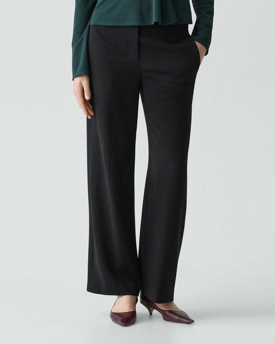 Wide-Leg Pull-On Pant in Admiral Crepe