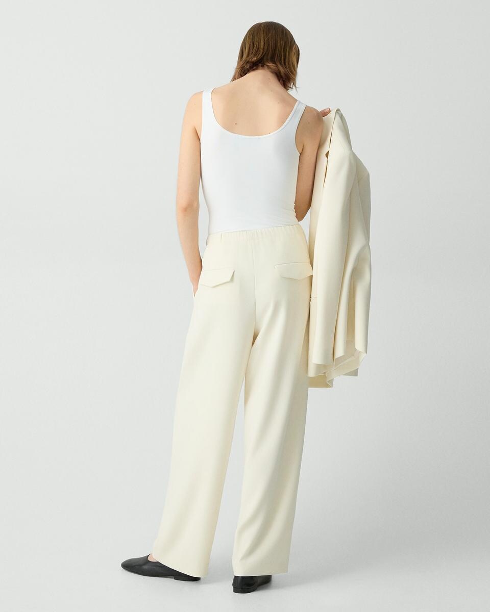 Pleated Pull-On Pant, 30'' in Admiral Crepe