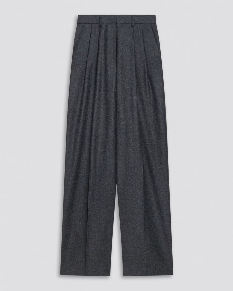 Double Pleat Pant, 33'' in Sleek Flannel