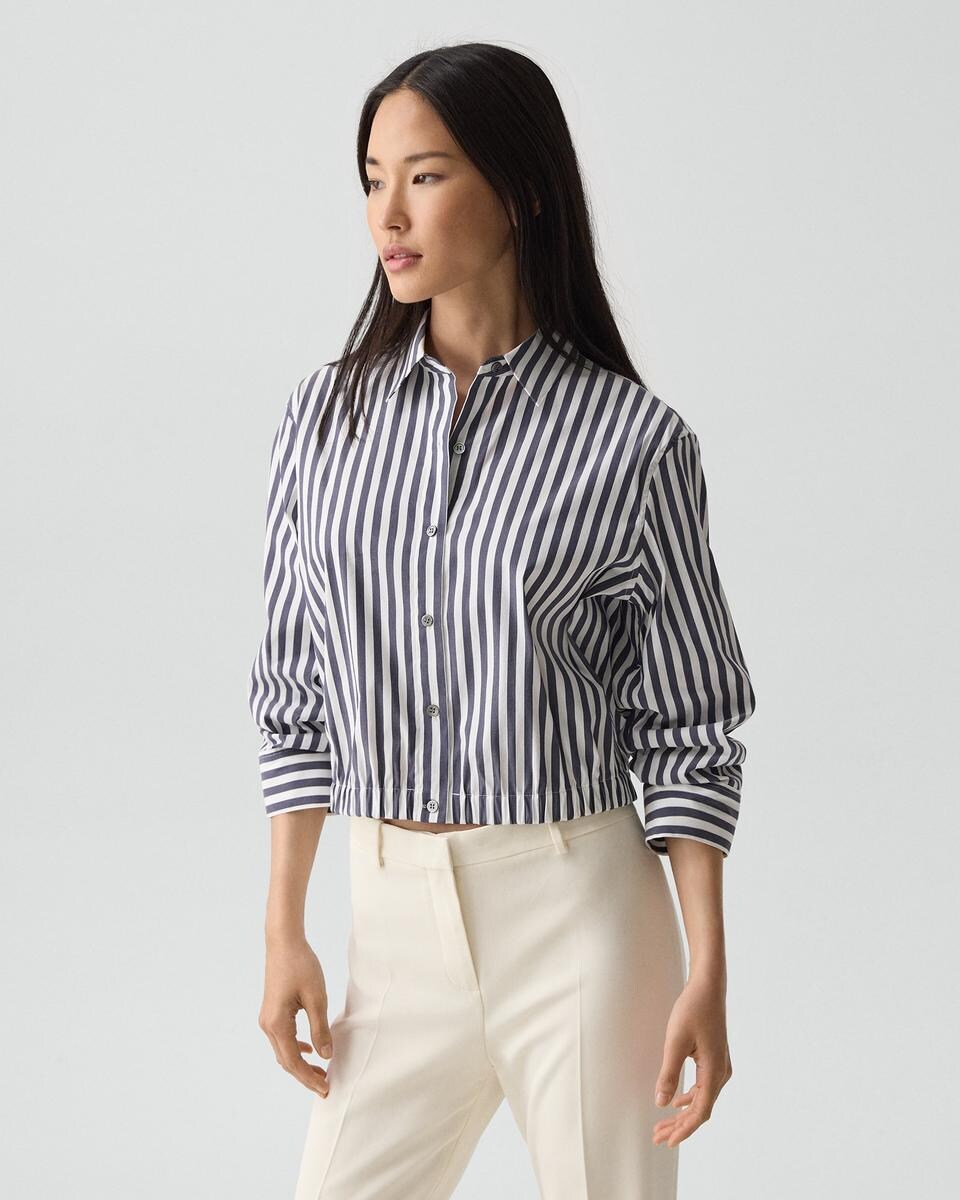 Cropped Shirt in Awning Stripe