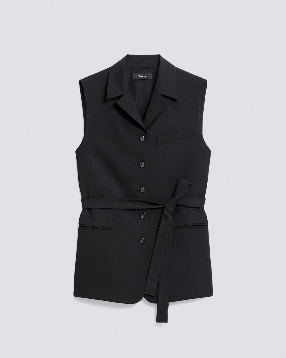 Tie Waist Vest in Good Wool
