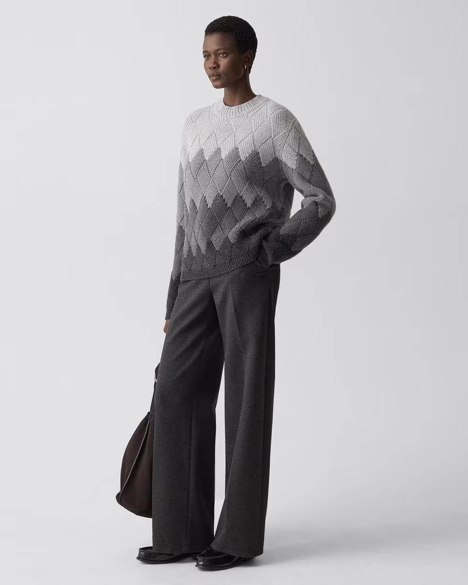 Diamond Weave Sweater in Felted Wool-Cashmere