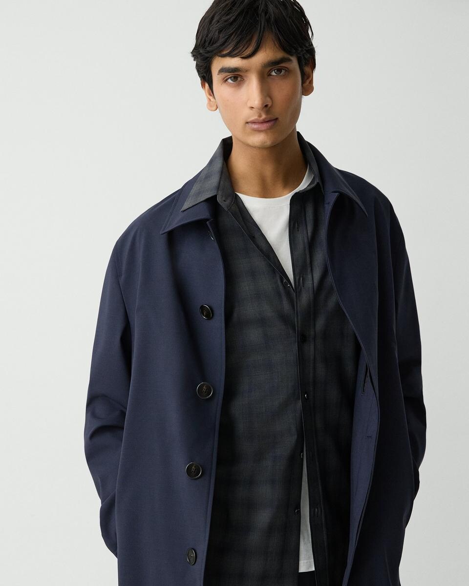 Single-Breasted Overcoat in Stretch Wool