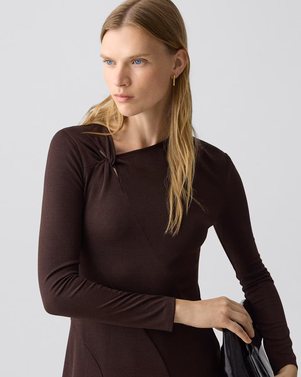 Twist Neck Dress in Crepe Jersey