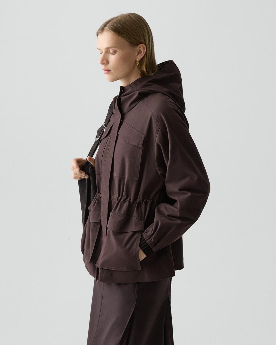 Cinched Windbreaker Jacket in Brushed Chino