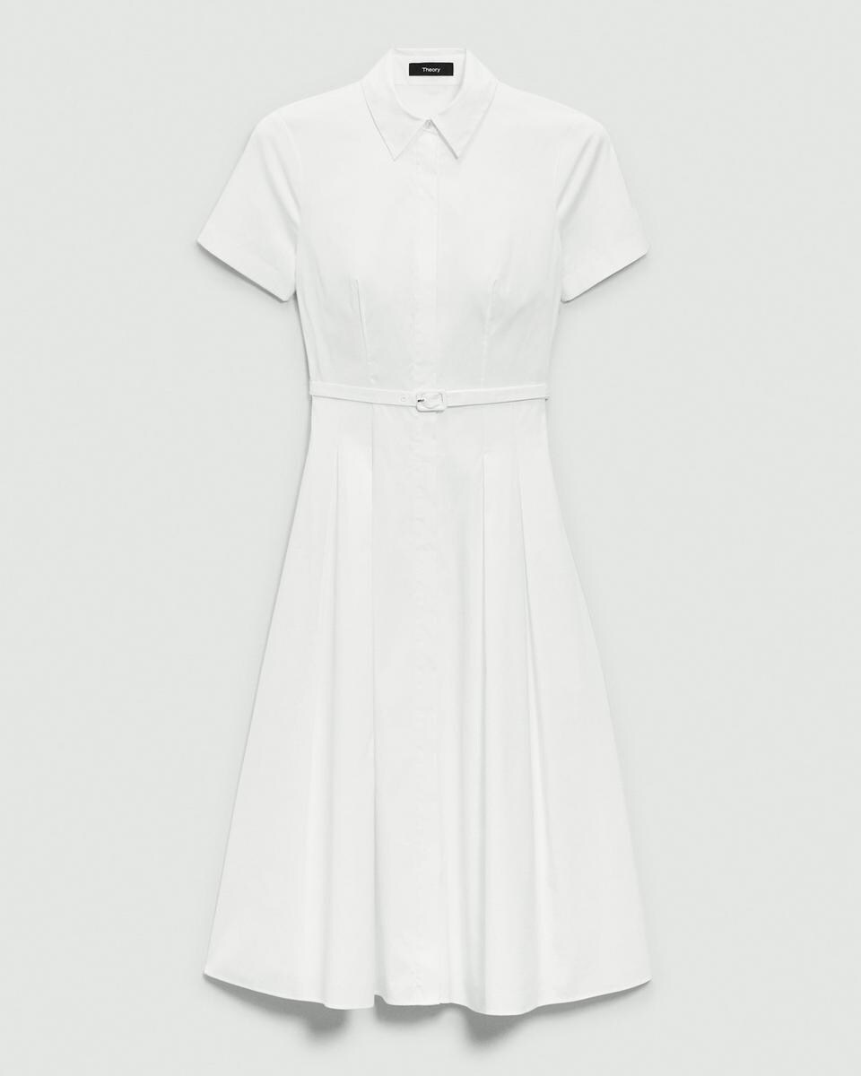 Short-Sleeve Shirt Dress in Good Cotton