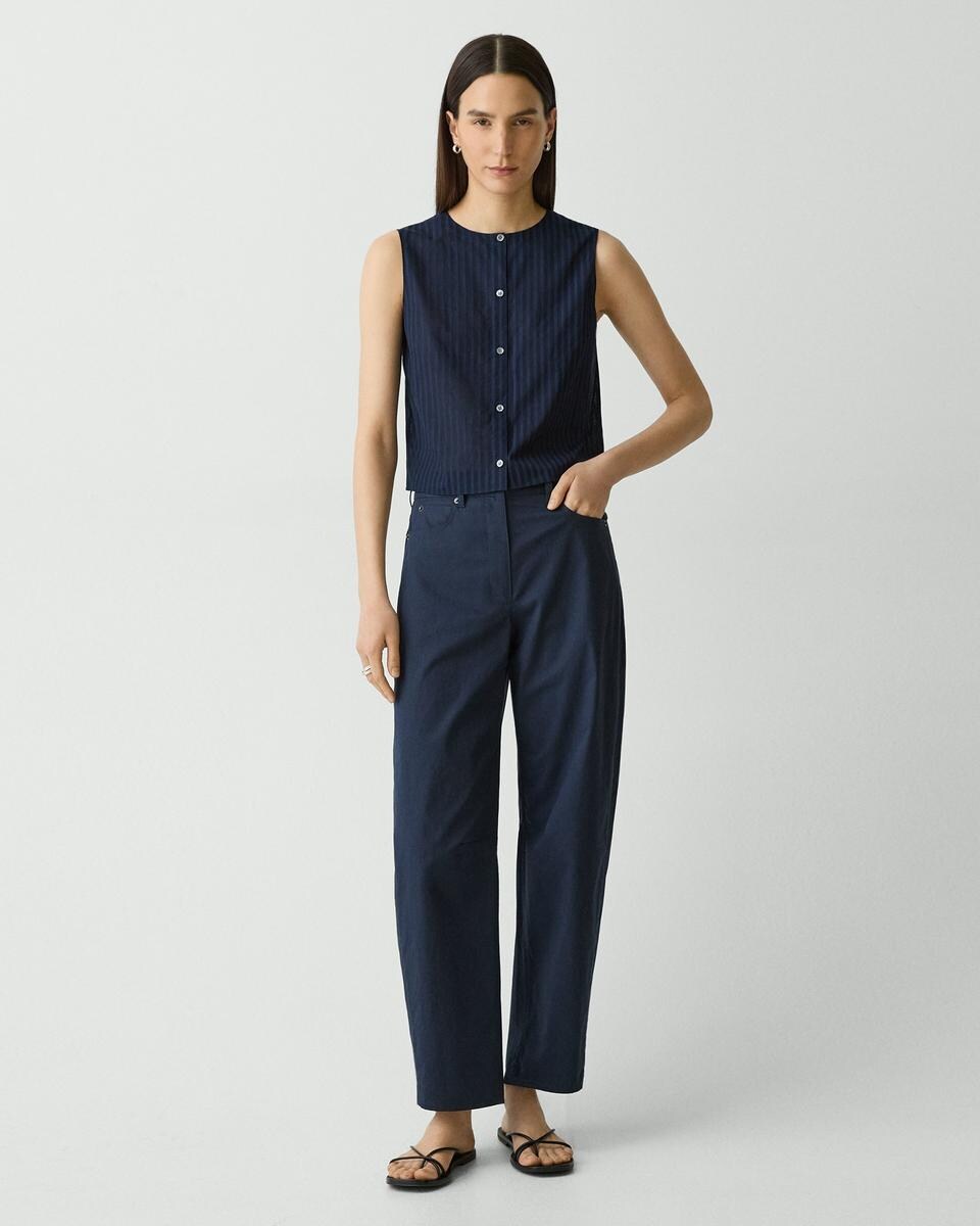 Cropped Barrel Pant in Cotton Twill