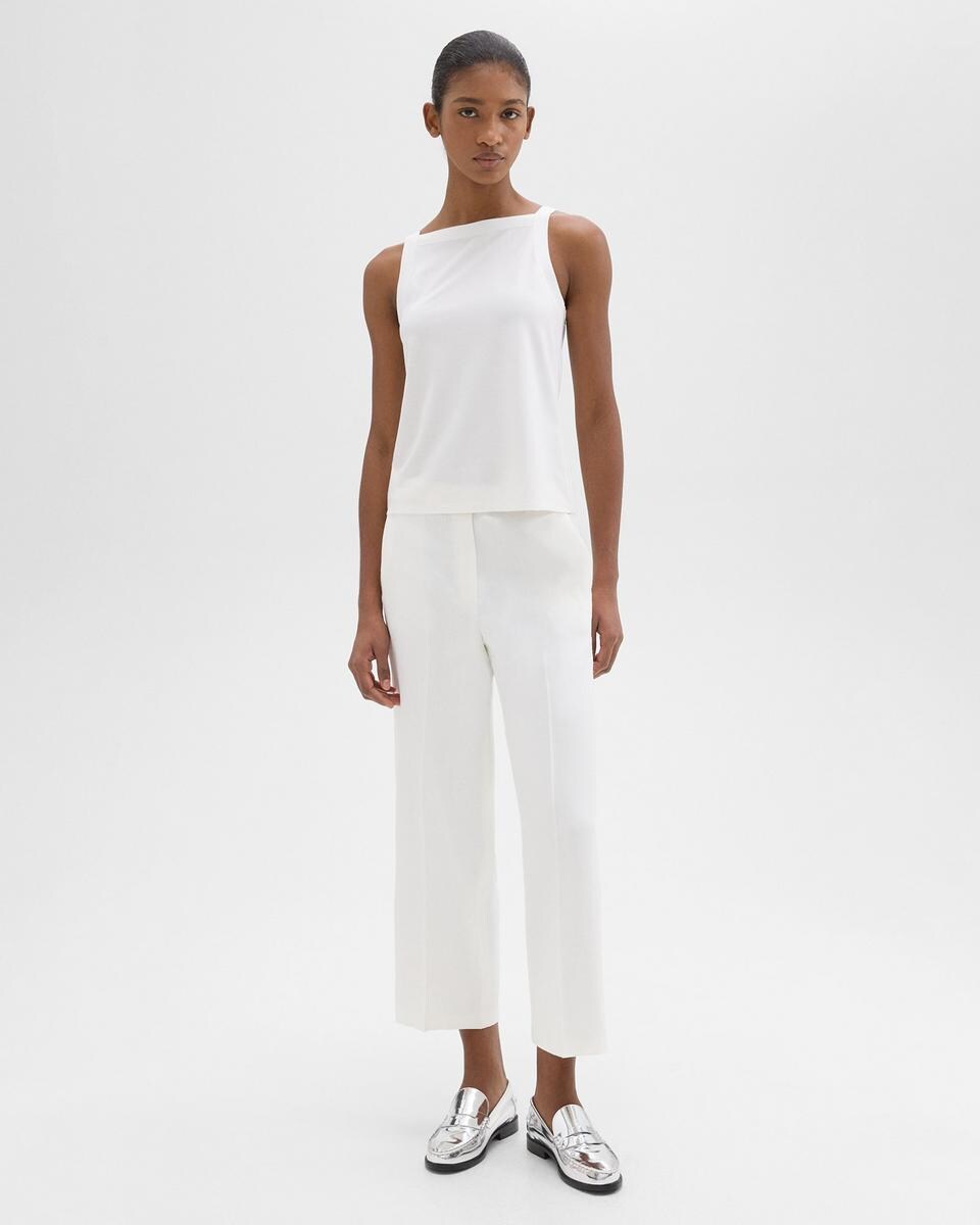 Straight Pull-On Pant in Linen-Viscose