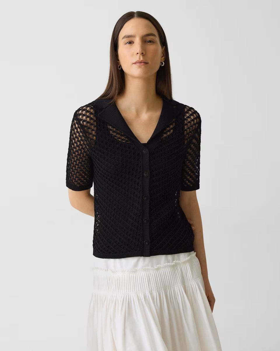 Short-Sleeve Camp Shirt in Sheen Cotton