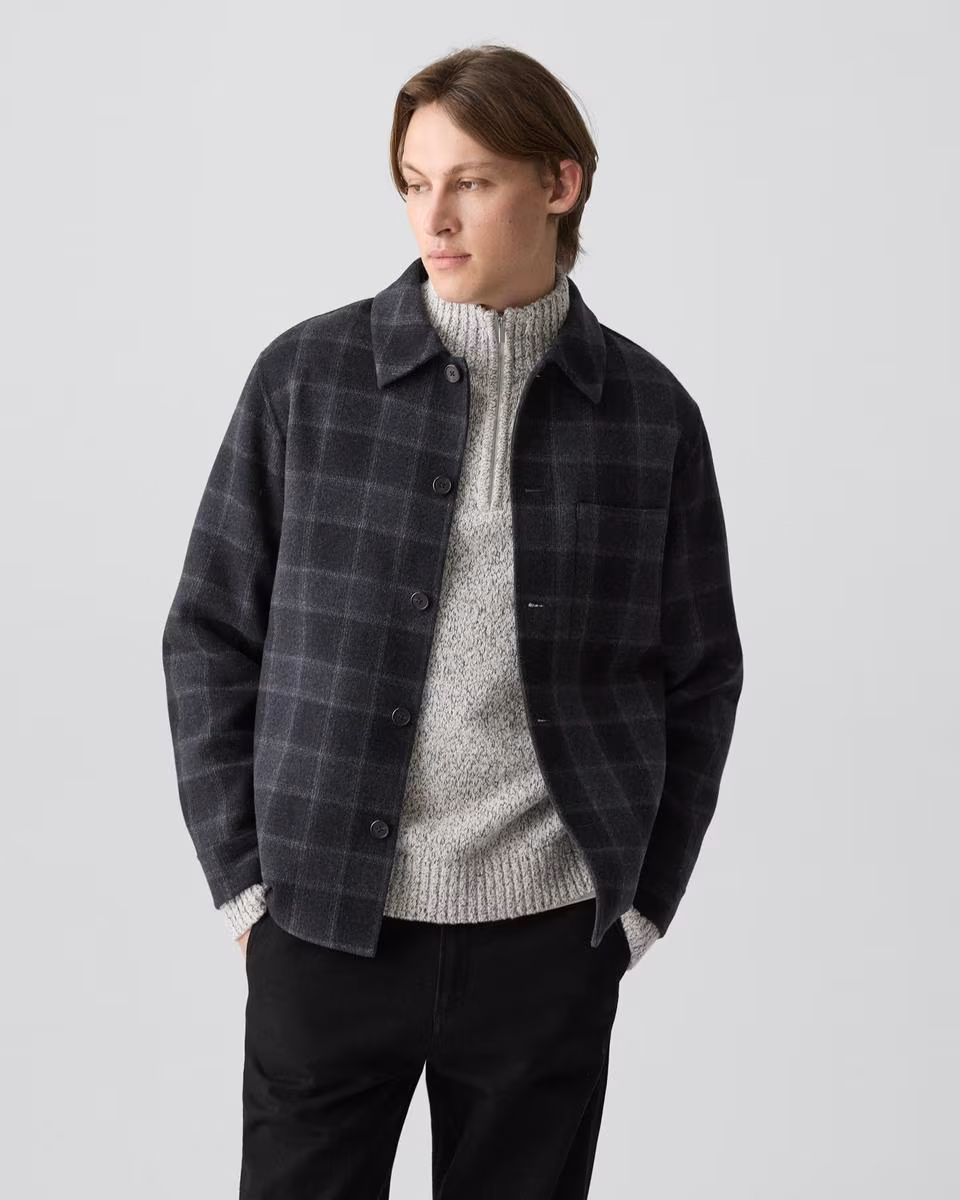 Overshirt in Checked Double-Face Wool-Cashmere