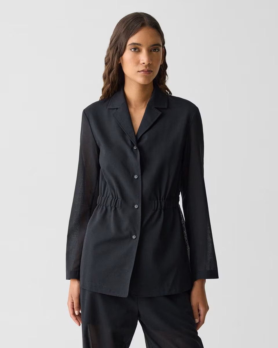 Cinch Waist Jacket in Airy Shirting