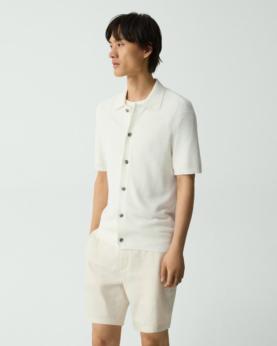 Short-Sleeve Button-Up Shirt in Pacific Linen