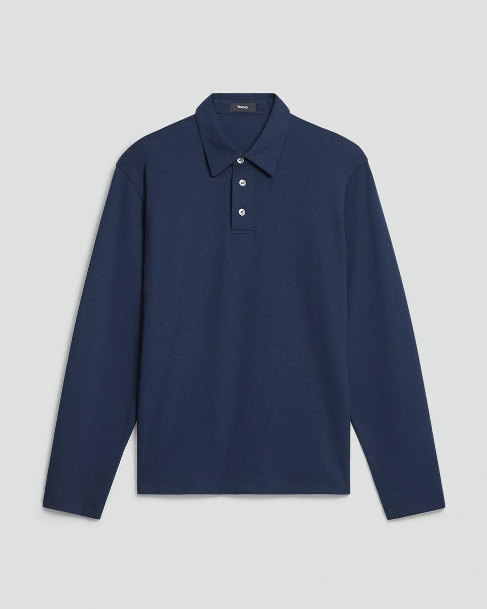 Relaxed Long-Sleeve Polo Shirt in Cotton Jersey