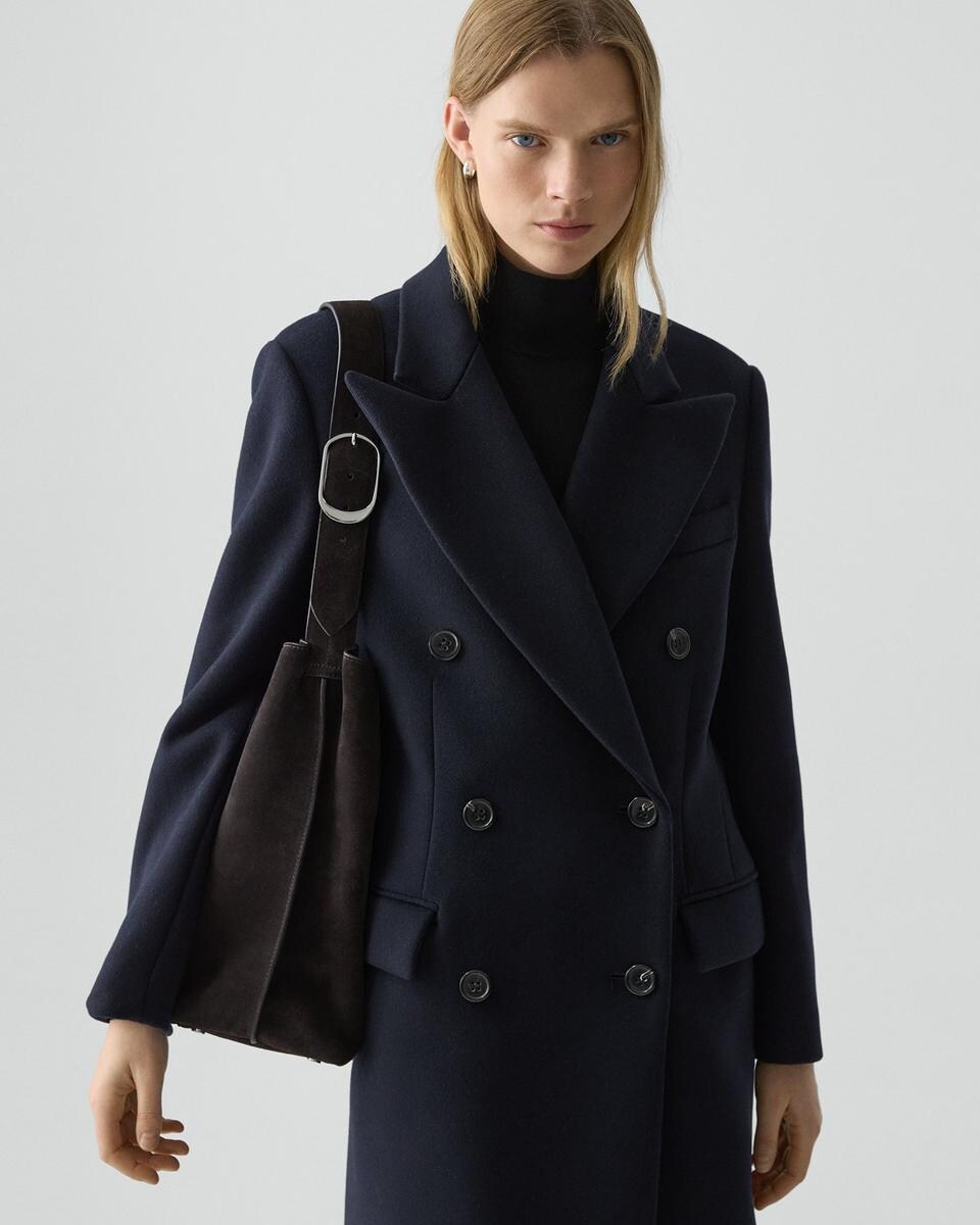 Double-Breasted Peacoat in Plush Melton