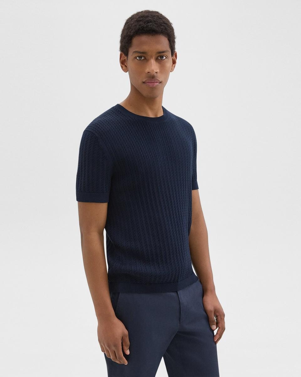 Cable Knit Tee in Cotton