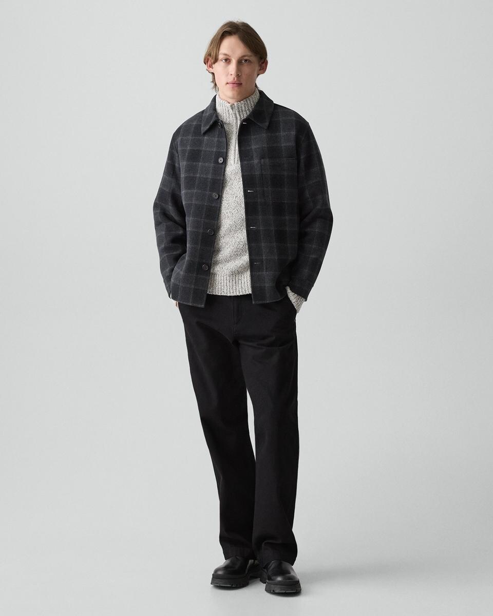 Overshirt in Checked Double-Face Wool-Cashmere