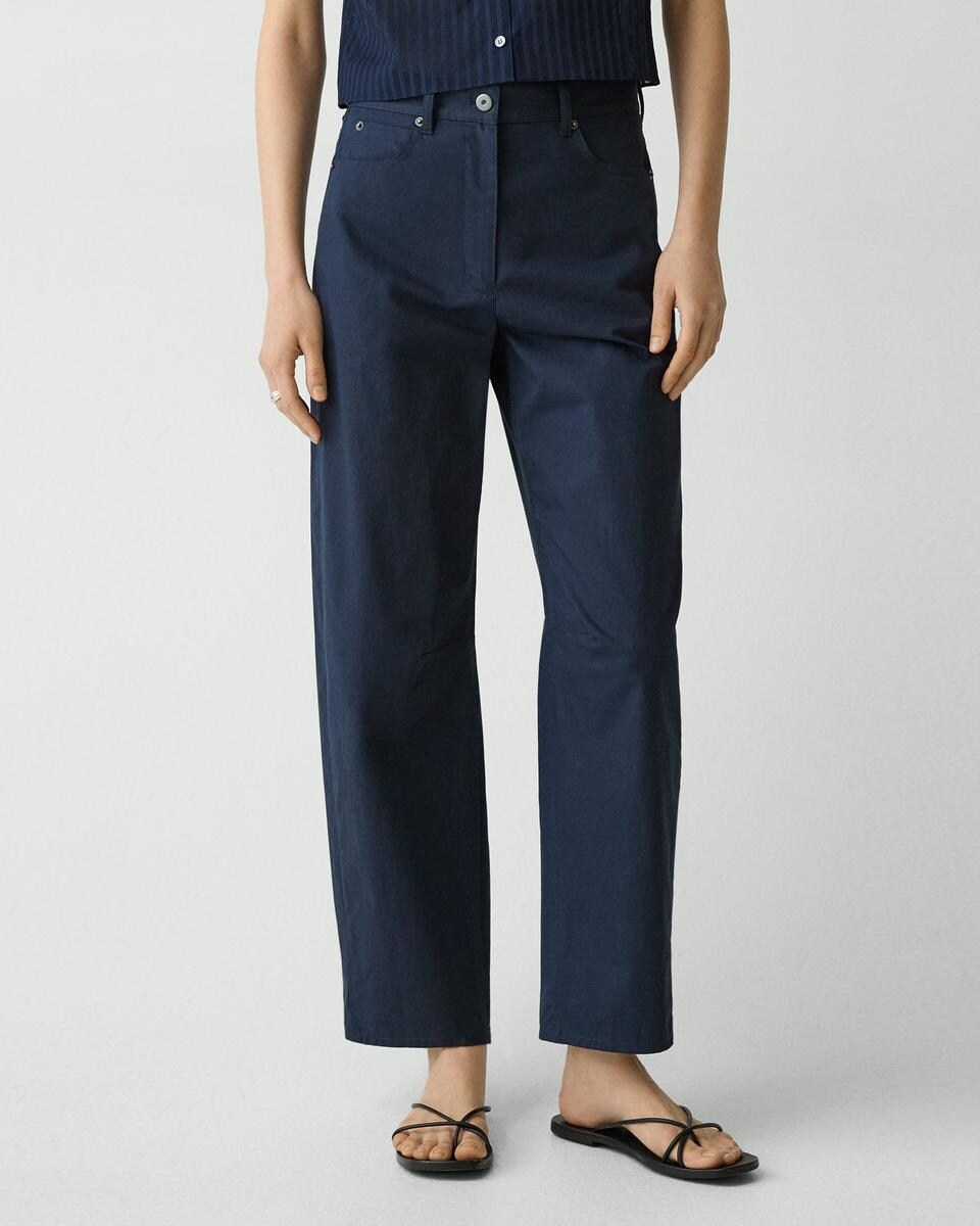 Cropped Barrel Pant in Cotton Twill