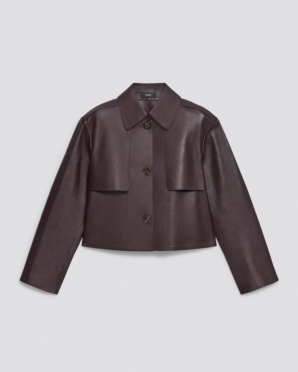 Cropped Trench in Sleek Leather