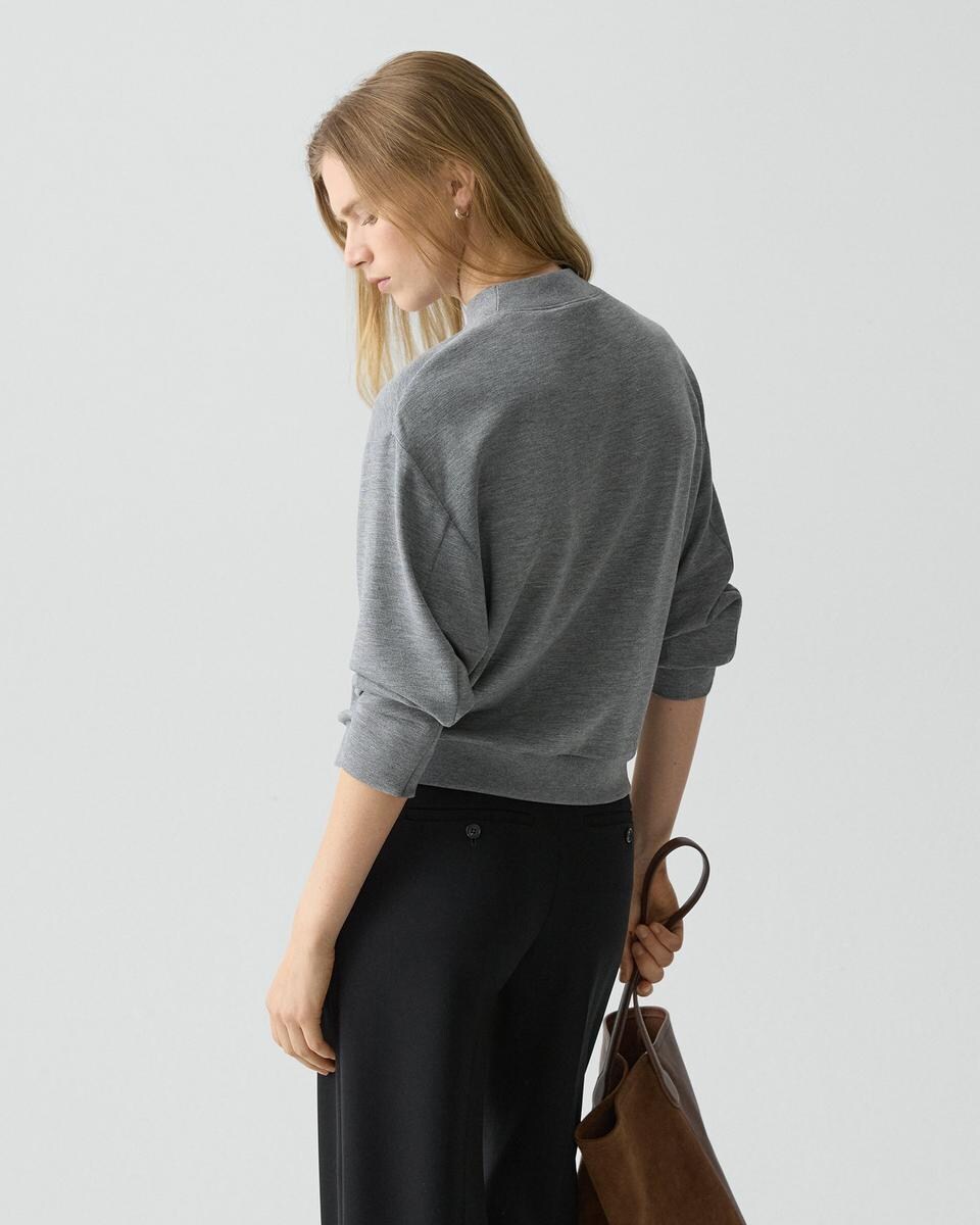 Mock Neck Sweatshirt in Double-Knit Jersey