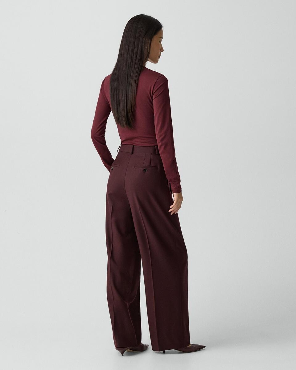 Double Pleat Pant, 33'' in Sleek Flannel