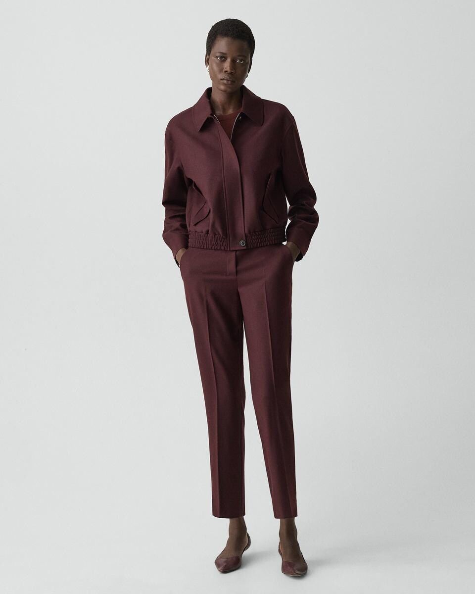 Cropped Track Jacket in Sleek Flannel