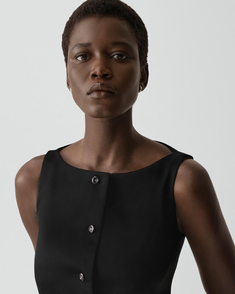 Boatneck Vest in Satin