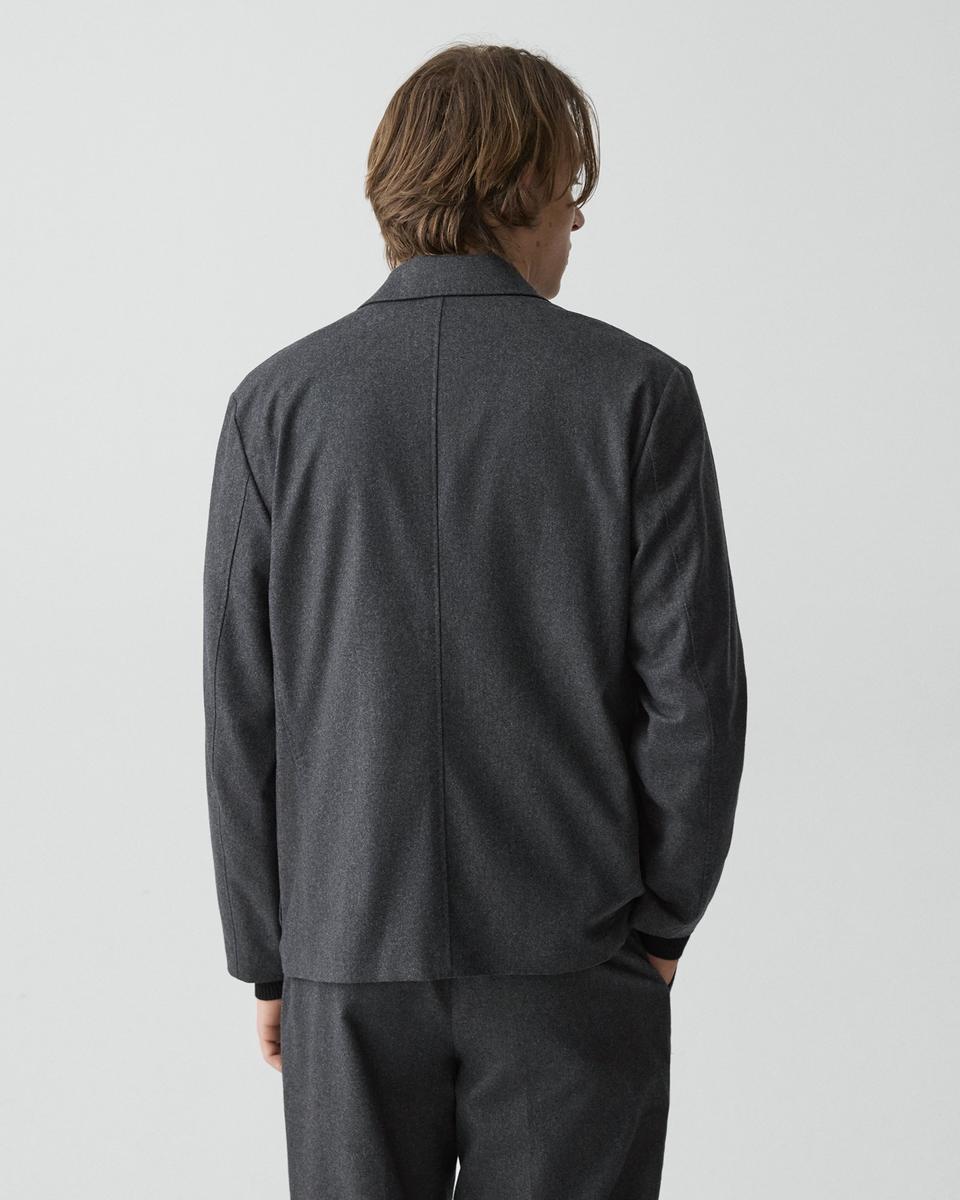 Three-Button Blazer in Cashmere-Blend Flannel