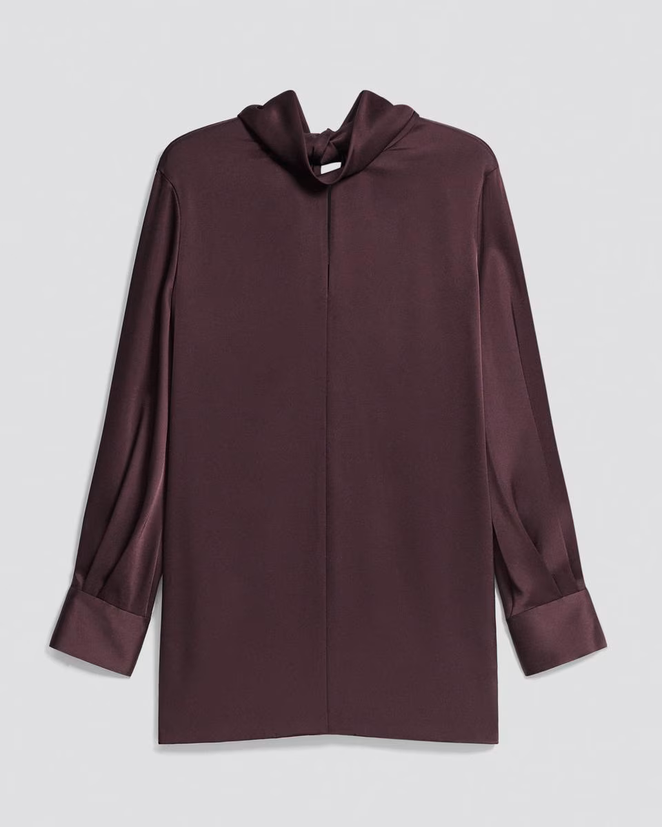 Blouson Sleeve Dress in Satin