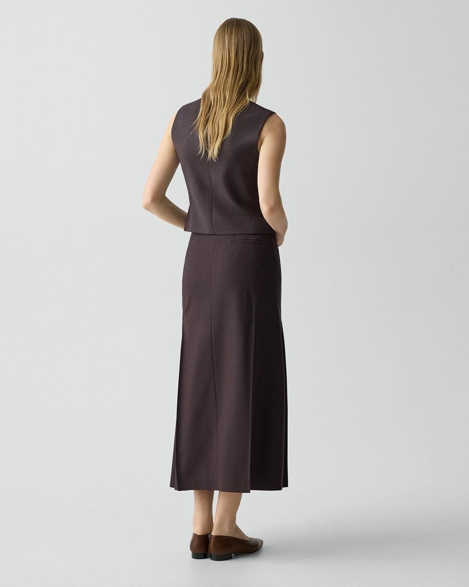 Pleated Maxi Skirt in Wool-Blend Flannel