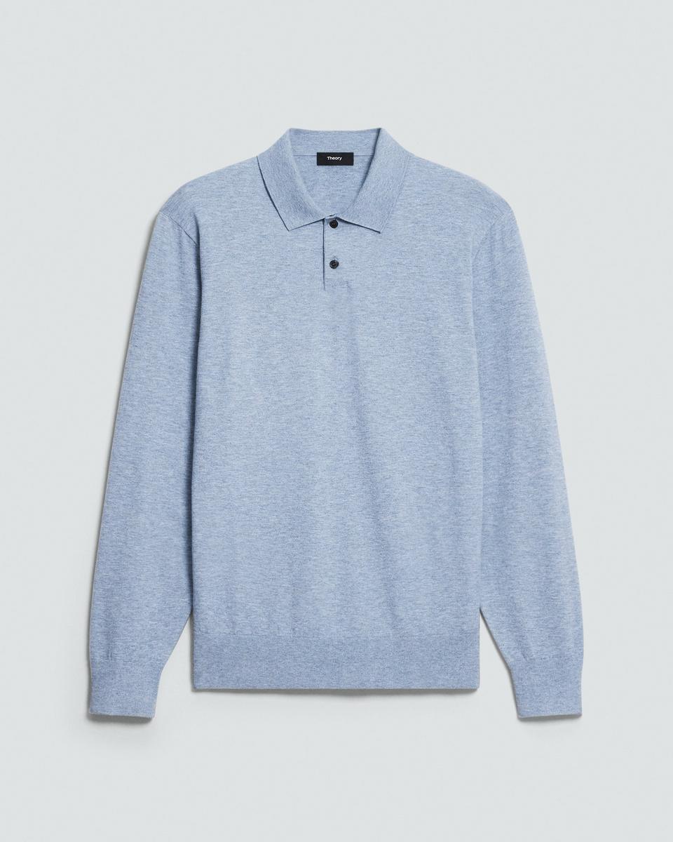 Goris Long-Sleeve Polo Shirt in Light Bilen