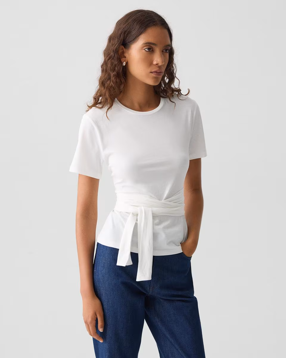 Tie-Front Tee in Cotton