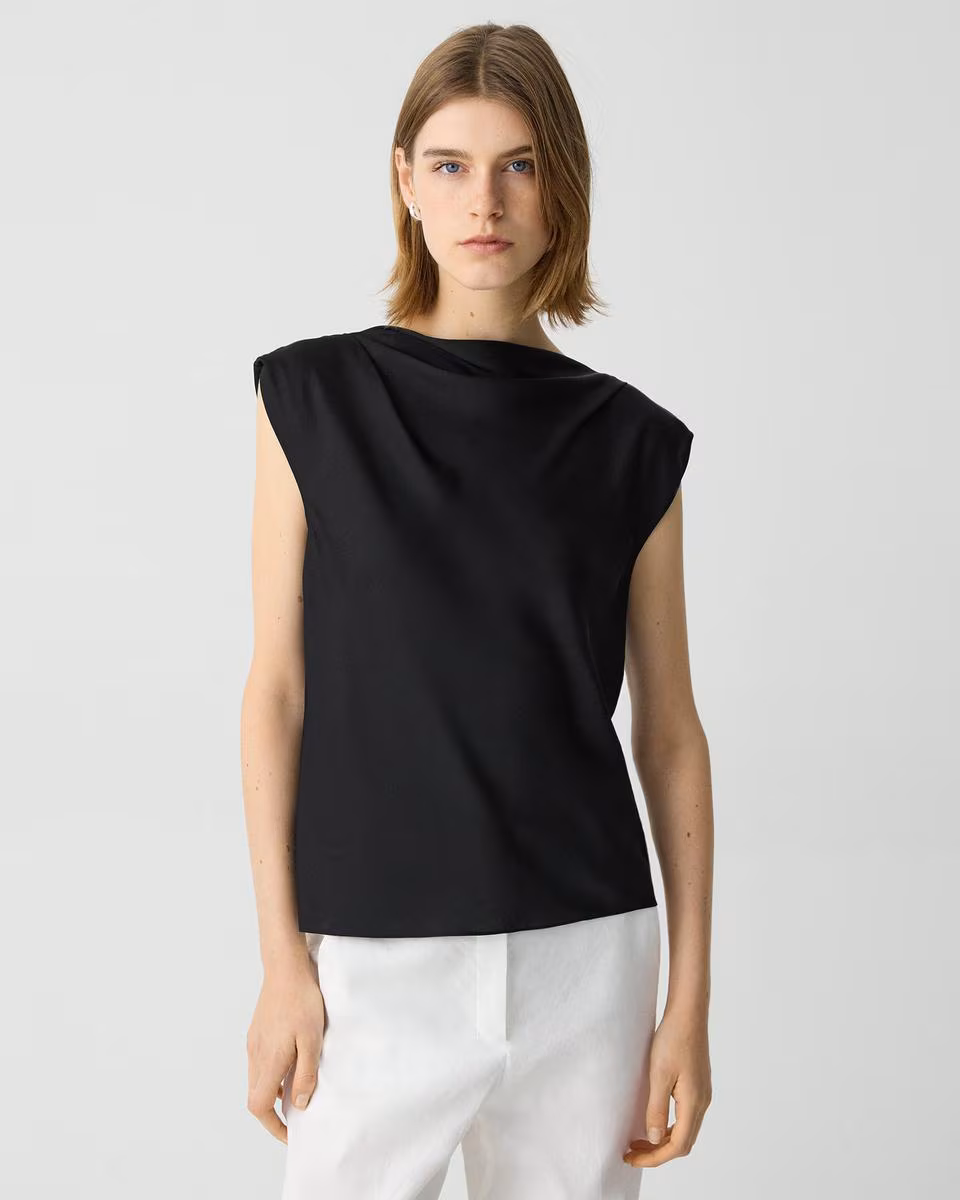 Cowl Neck Top in Silk Georgette