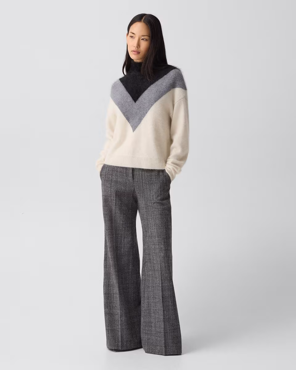Chevron Turtleneck Sweater in Airy Cashmere