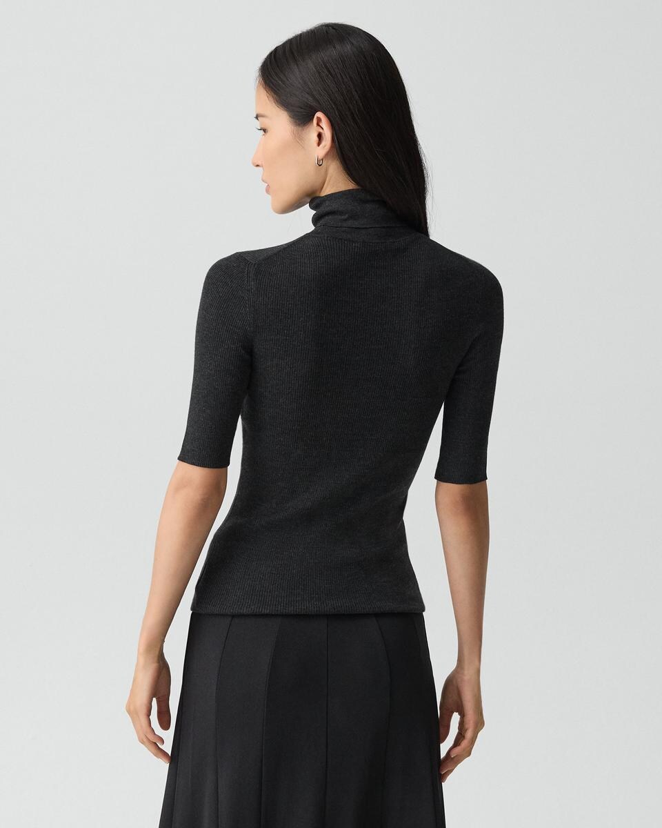 Leenda Short-Sleeve Turtleneck in Regal Wool
