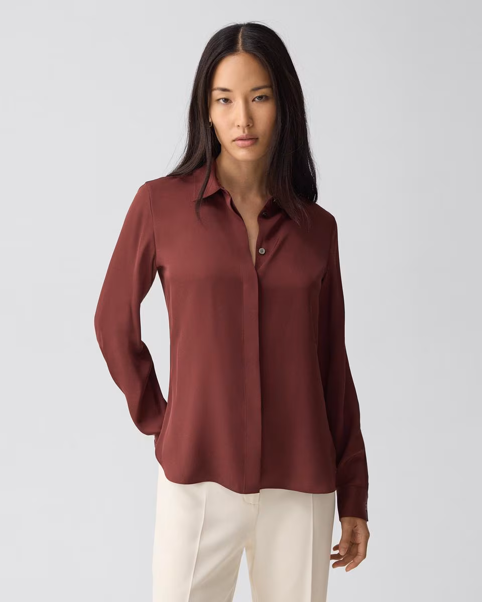 Fitted Shirt in Silk Georgette