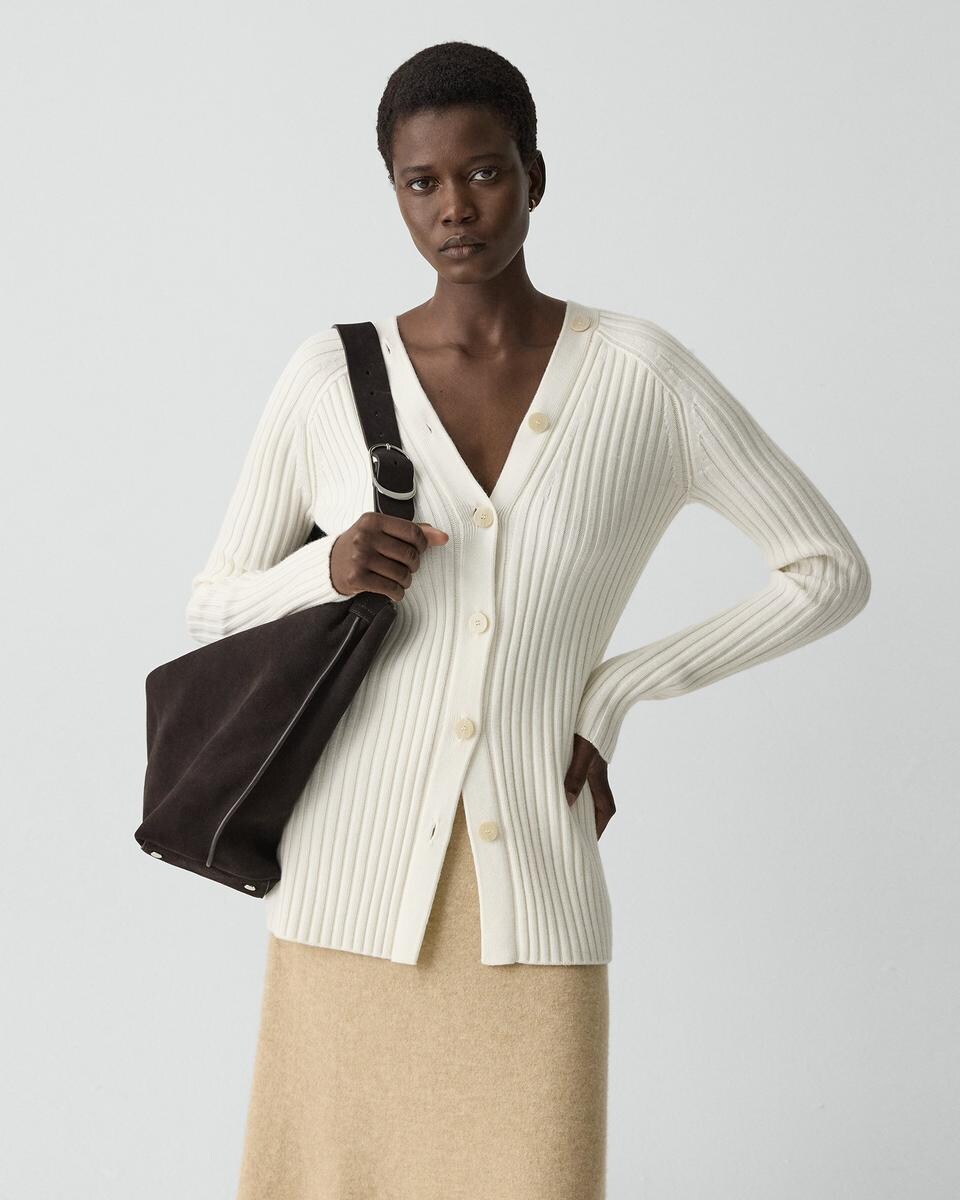 Button-Back Cardigan in Merino Wool