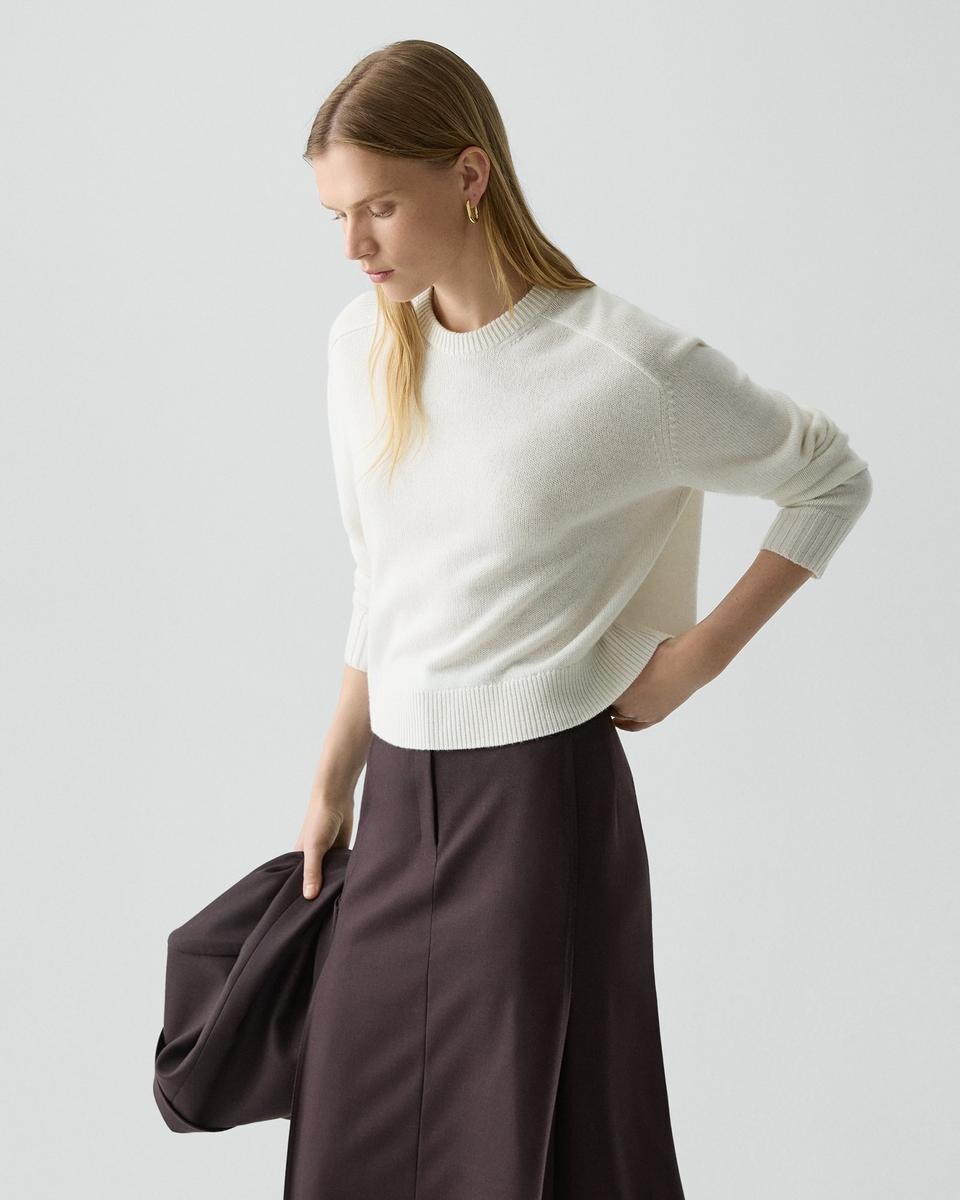 Cropped Crewneck Sweater in Cashmere